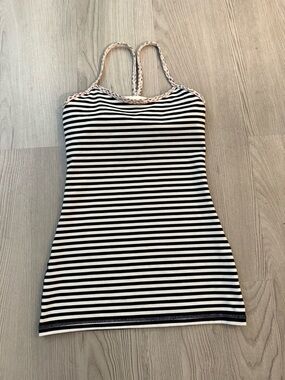 lululemon athletica Black and White Striped Camisole